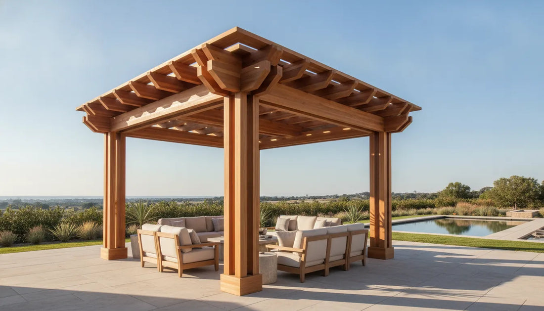 Engineered Western Red Cedar post in an outdoor structure