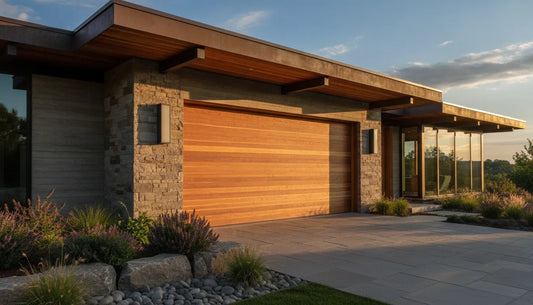 Western Red Cedar garage door on a custom home
